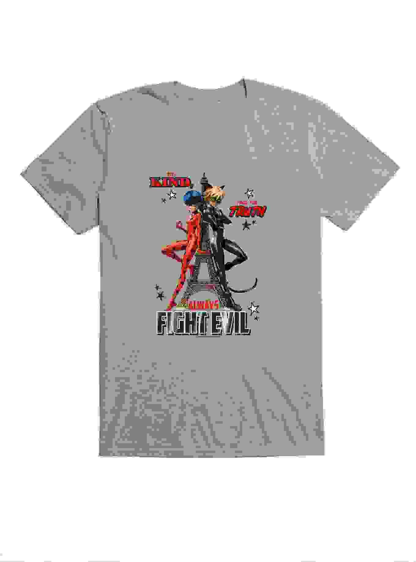 Miraculous: Tales of Ladybug & Cat Noir Always Fight Evil T-Shirt - GREY