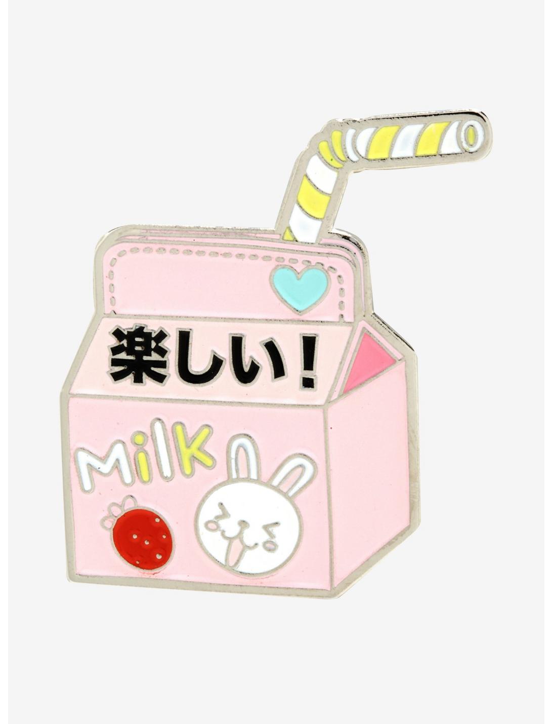Strawberry Milk Bunny Enamel Pin, , hi-res