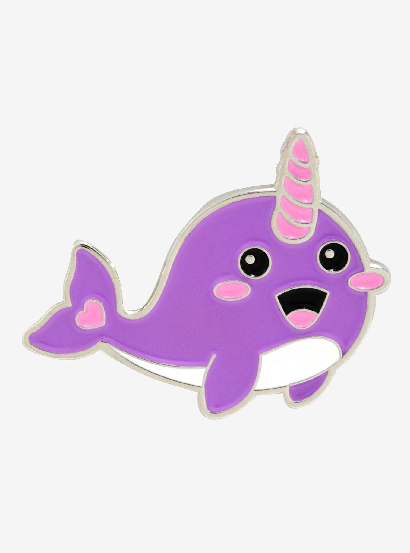 Purple Narwhal Enamel Pin, , hi-res