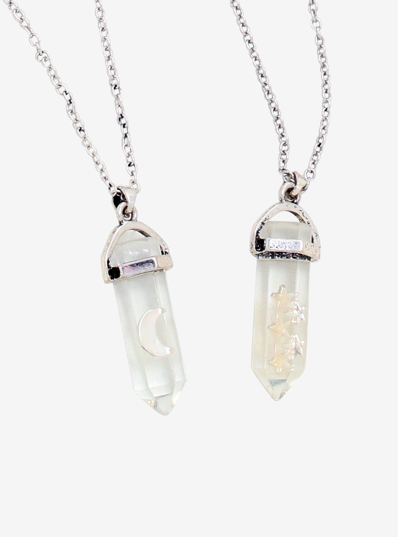 Glow-In-The-Dark Moon and Star Crystal Necklace Set - BoxLunch Exclusive, , hi-res