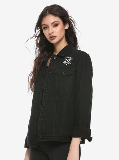 ジャケット・アウター Wasted Youth BLACK DENIM JACKET Bad Vibes Girls Denim Jacket | Hot Topic