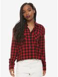 Buffalo Check Girls Crop Flannel Top, BLACK  RED, hi-res