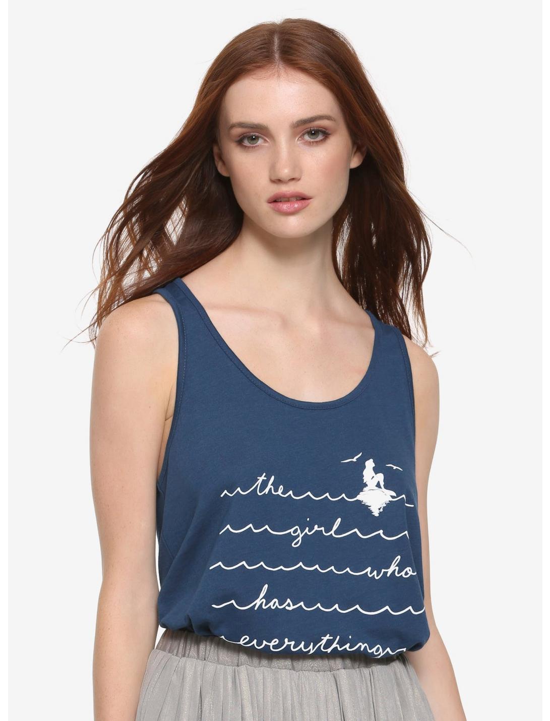 Disney The Little Mermaid Waves Womens Tank Top - BoxLunch Exclusive, BLUE, hi-res