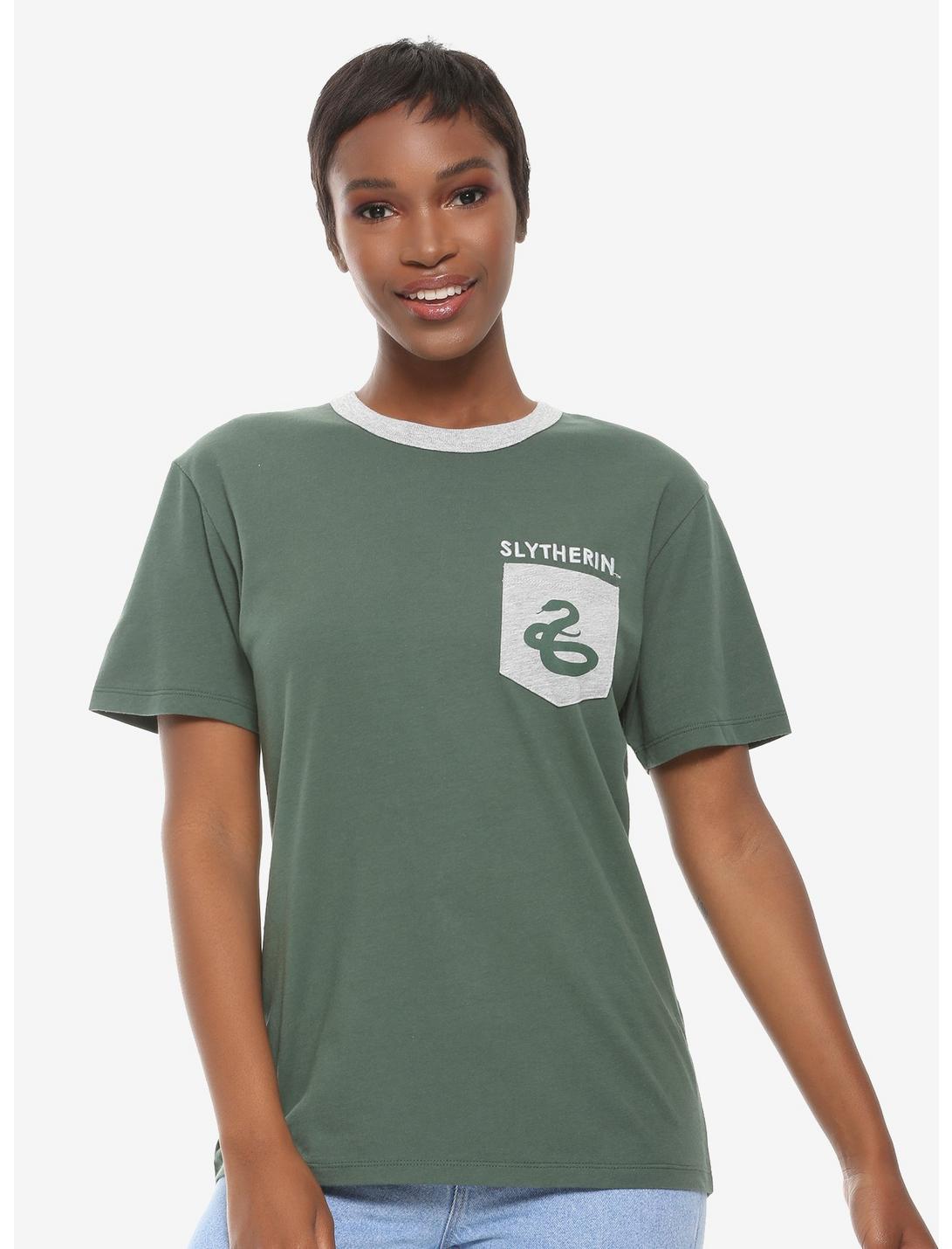 Harry Potter Slytherin Pocket Women's T-Shirt - BoxLunch Exclusive, GREEN, hi-res