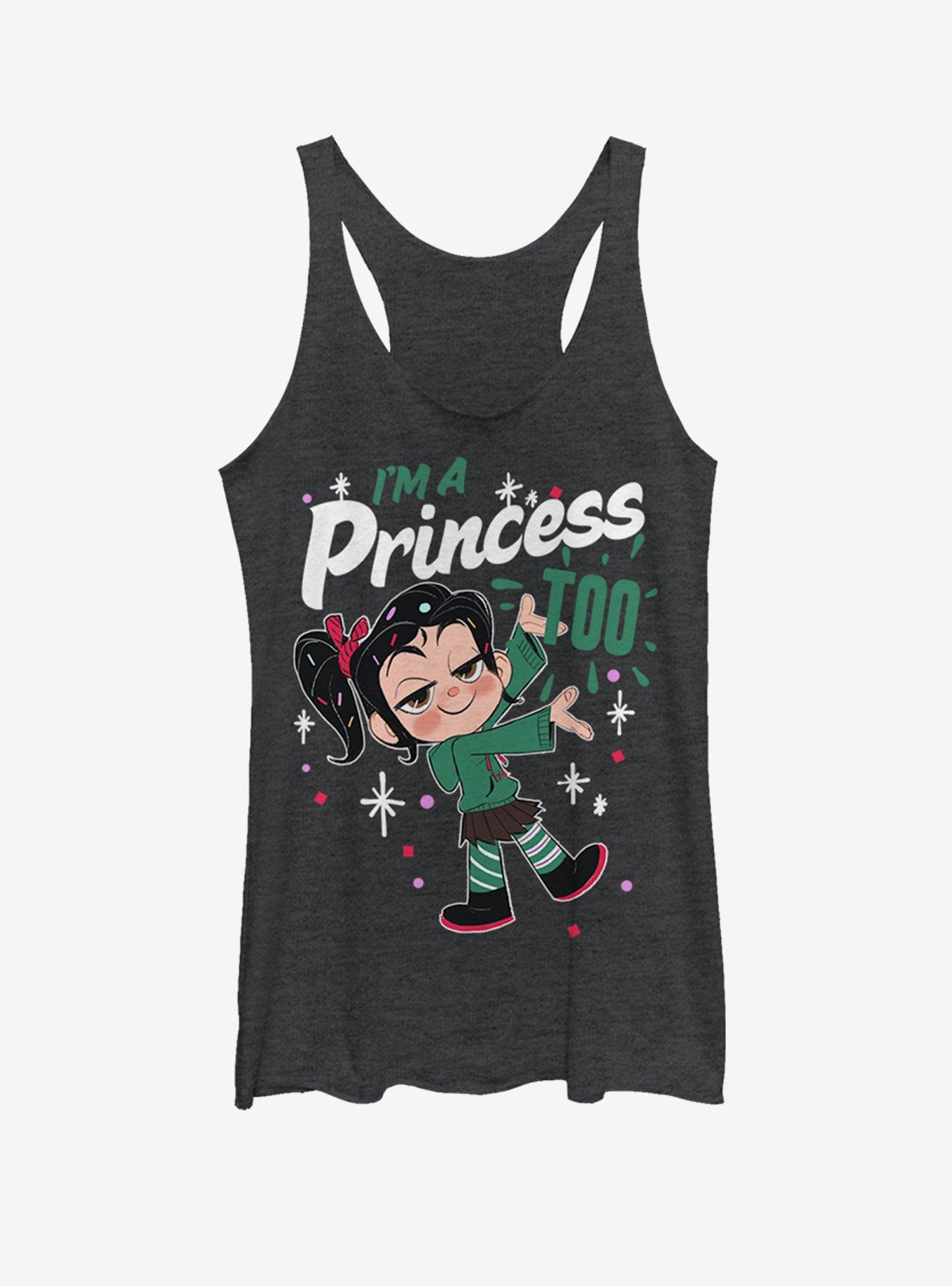 Disney Wreck-It Ralph Princess Too Girls Tank, BLK HTR, hi-res