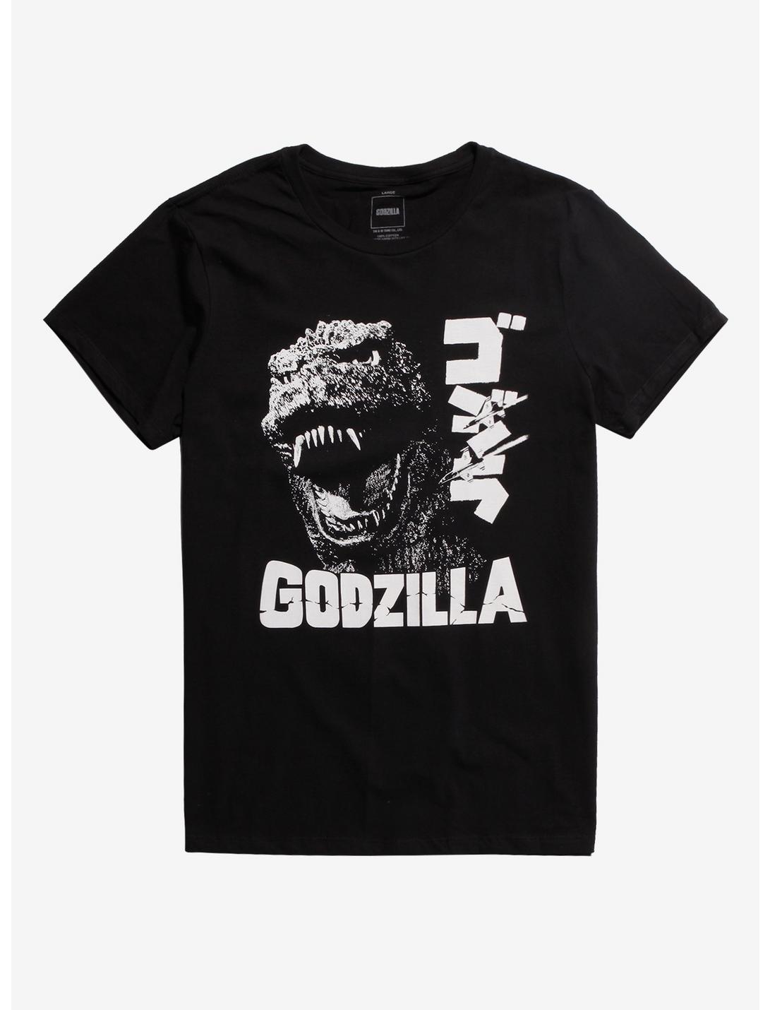 Godzilla Roaring Black & White T-Shirt, WHITE, hi-res