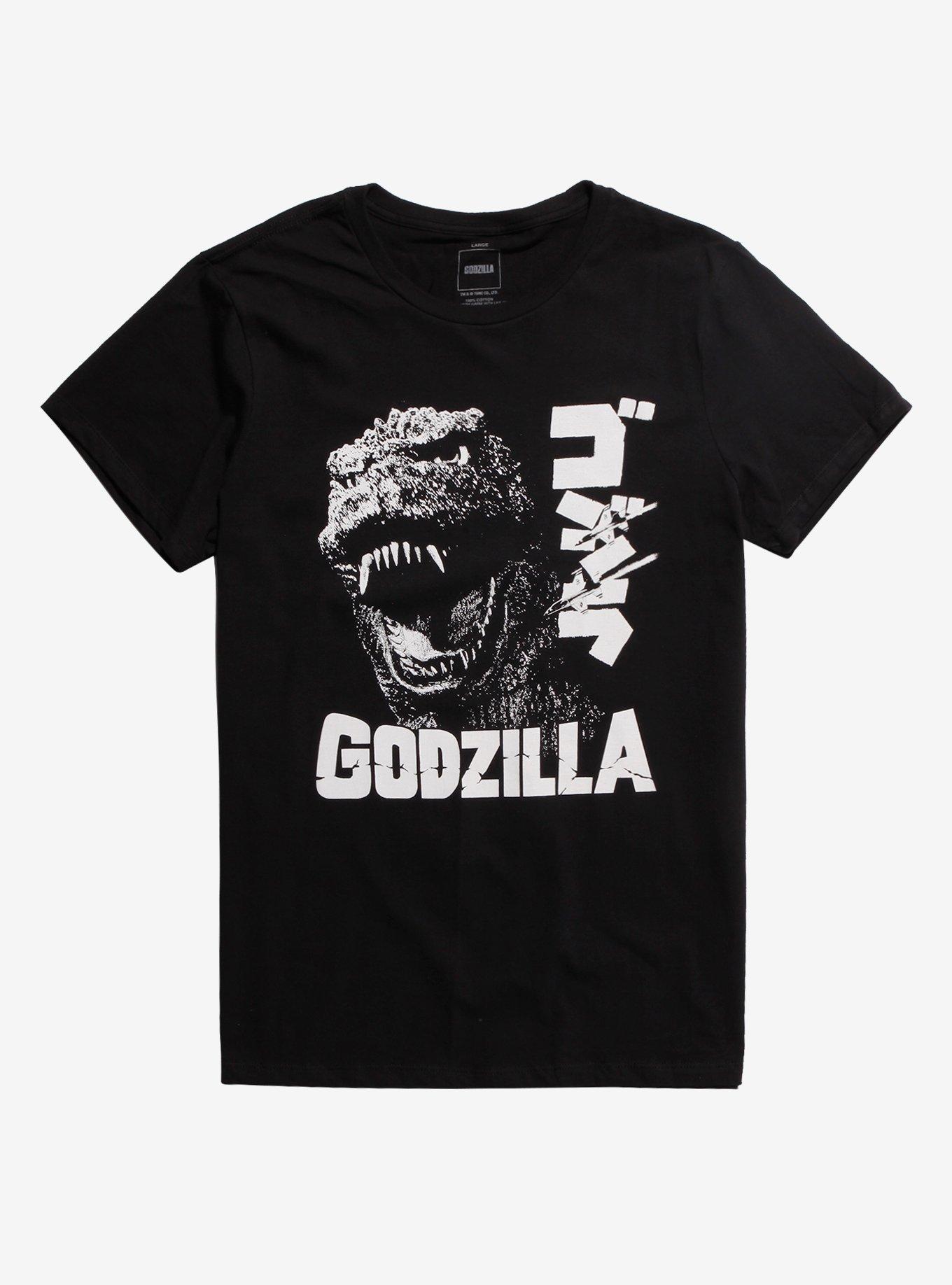 Godzilla Roaring Black & White T-Shirt, WHITE, hi-res