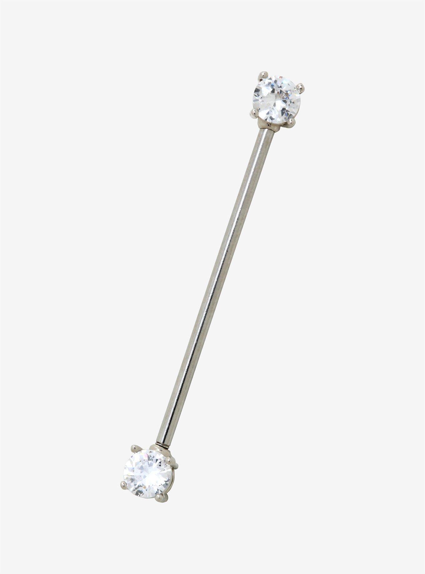 14G 1 1/2 Steel Clear CZ Industrial Barbell, , hi-res
