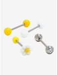 14G Steel Yellow & White Daisy Barbell 4 Pack, , hi-res