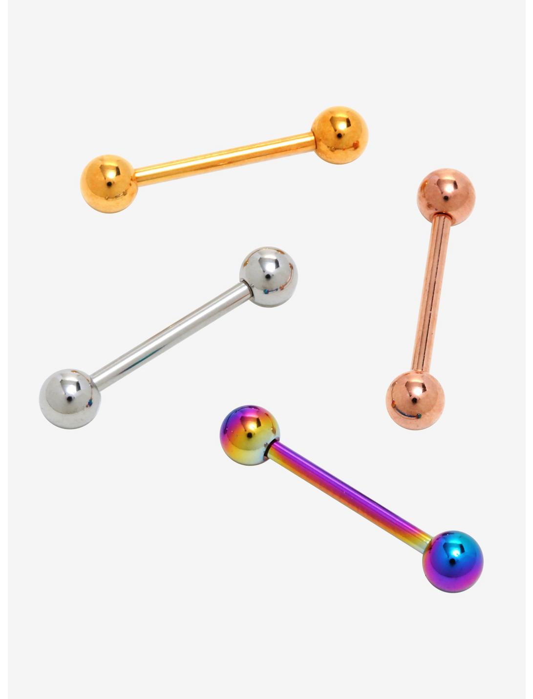 14G Steel Rainbow Rose Gold Barbell 4 Pack, , hi-res