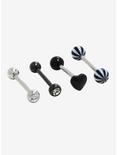 14G Steel Striped Heart CZ Barbell 4 Pack, , hi-res