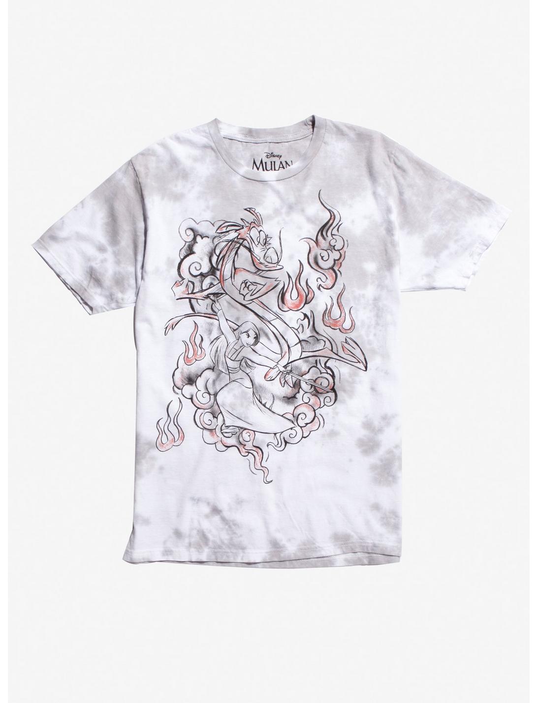 Disney Mulan Mushu Smoke Acid Wash T-Shirt, GREY, hi-res