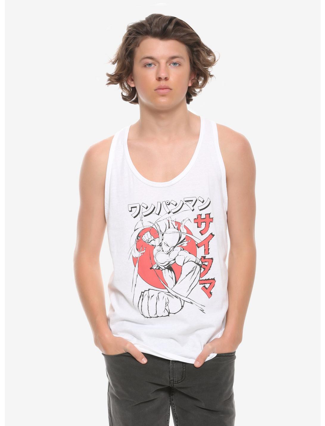 One Punch Man Action Pose Tank Top, RED, hi-res