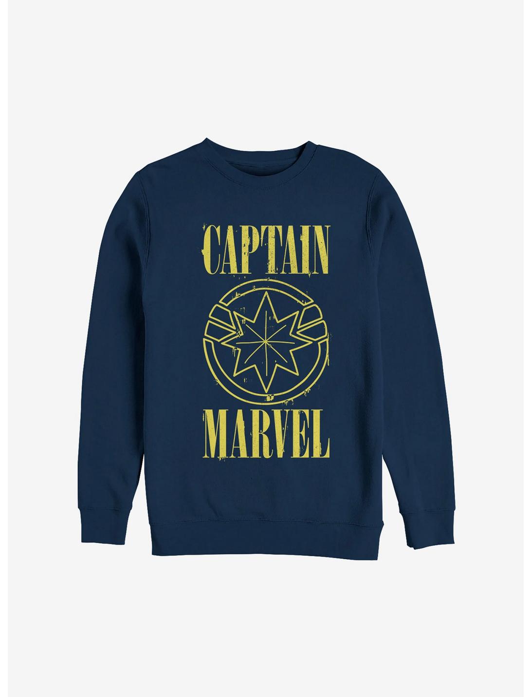 Marvel Captain Marvel Yellow Marvel Sweatshirt, NAVY, hi-res