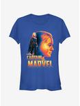Marvel Captain Marvel Silhouette Girls T-Shirt, ROYAL, hi-res
