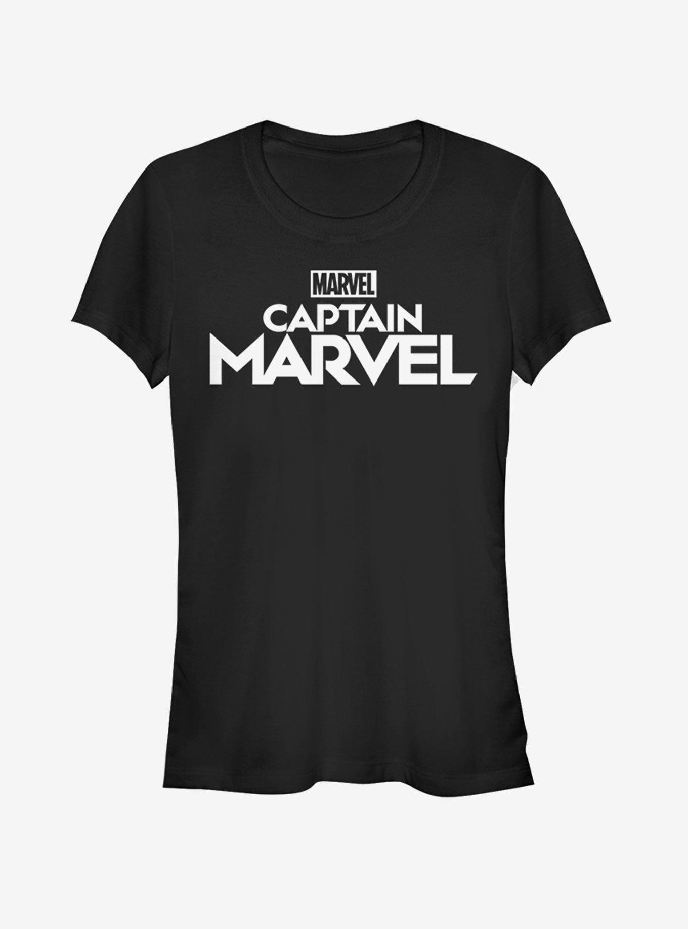 Marvel Captain Marvel Plain Logo Girls T-Shirt, BLACK, hi-res
