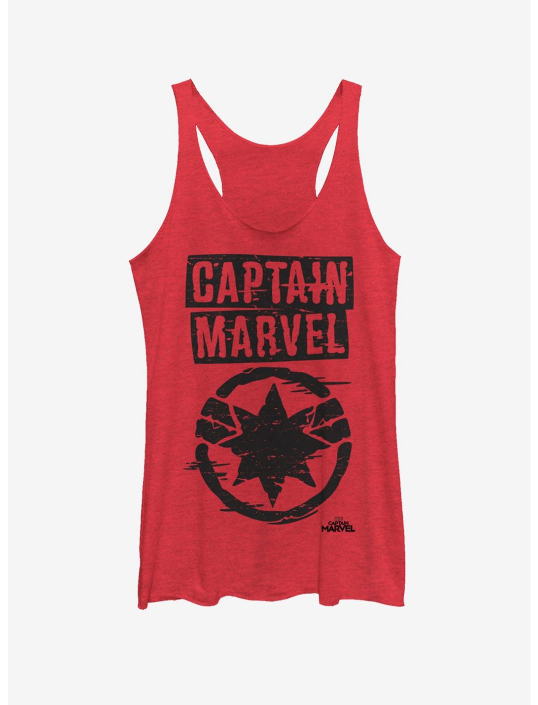 Marvel Captain Marvel Painted Logo Girls Tank Top, RED HTR, hi-res