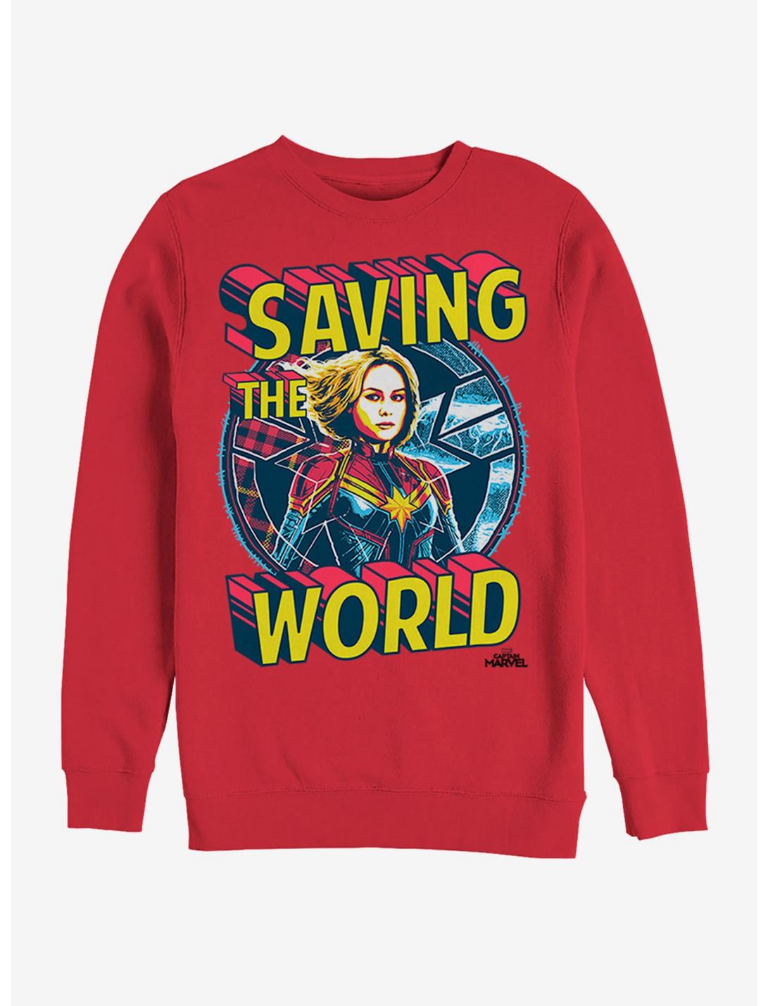 Marvel Captain Marvel Save Me Sweatshirt, RED, hi-res