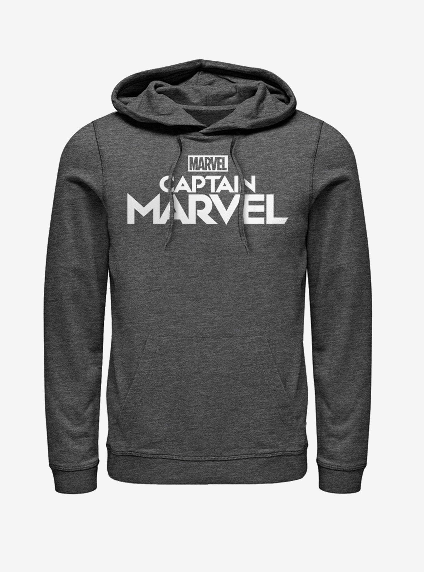 Marvel Captain Marvel Plain Logo Hoodie, CHAR HTR, hi-res