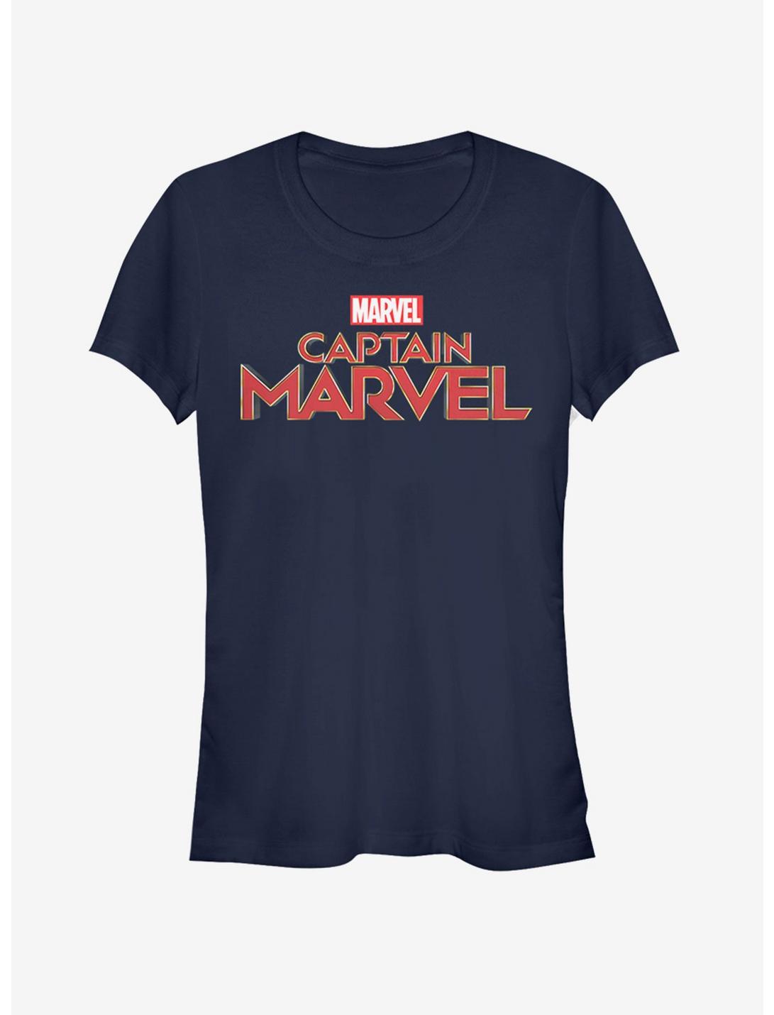 Marvel Captain Marvel Logo Girls T-Shirt, NAVY, hi-res