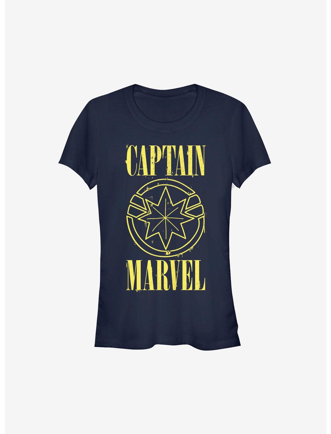 Marvel Captain Marvel Yellow Marvel Girls T-Shirt, NAVY, hi-res