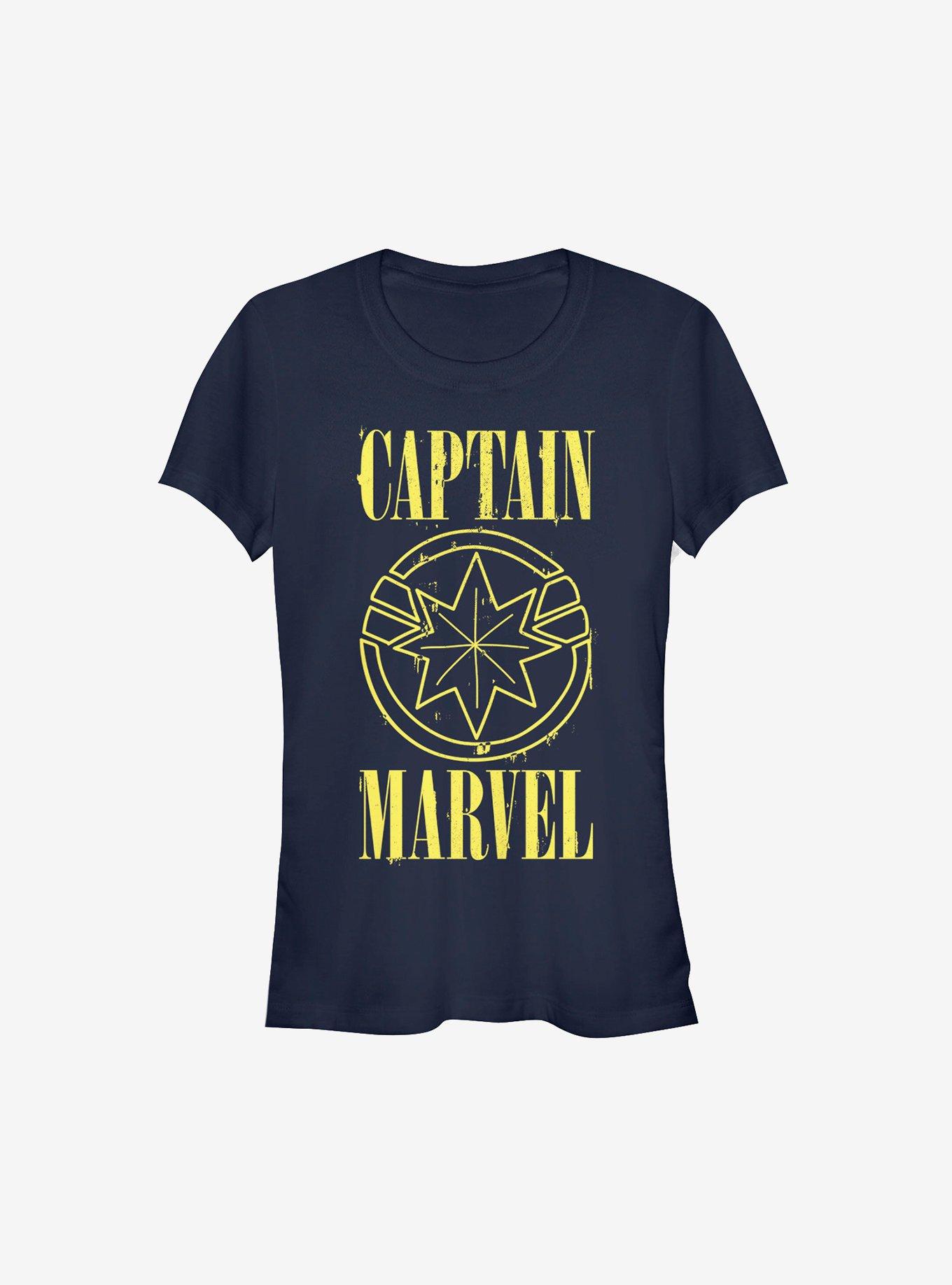 Marvel Captain Marvel Yellow Marvel Girls T-Shirt, NAVY, hi-res