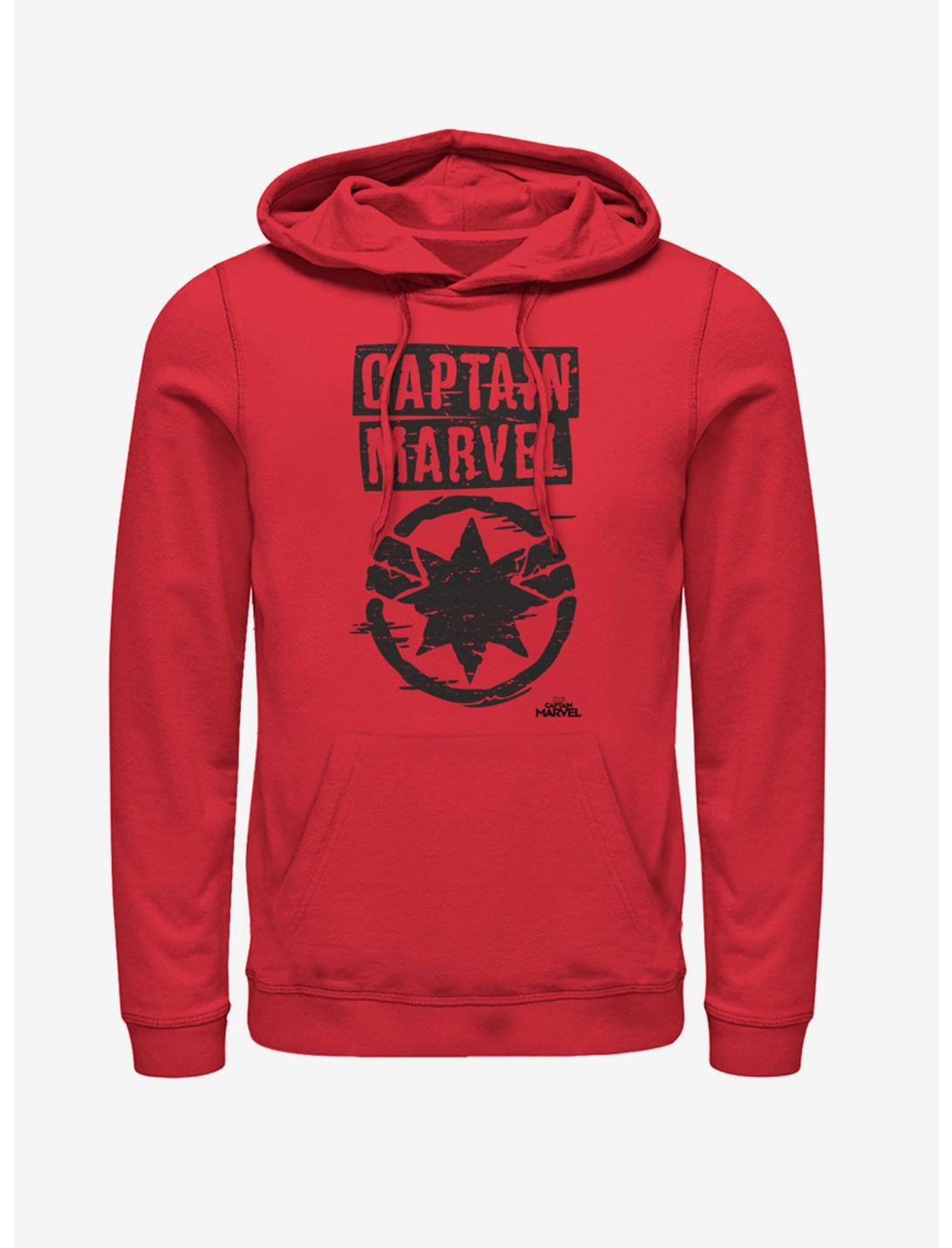Marvel Captain Marvel Painted Logo Hoodie, RED, hi-res