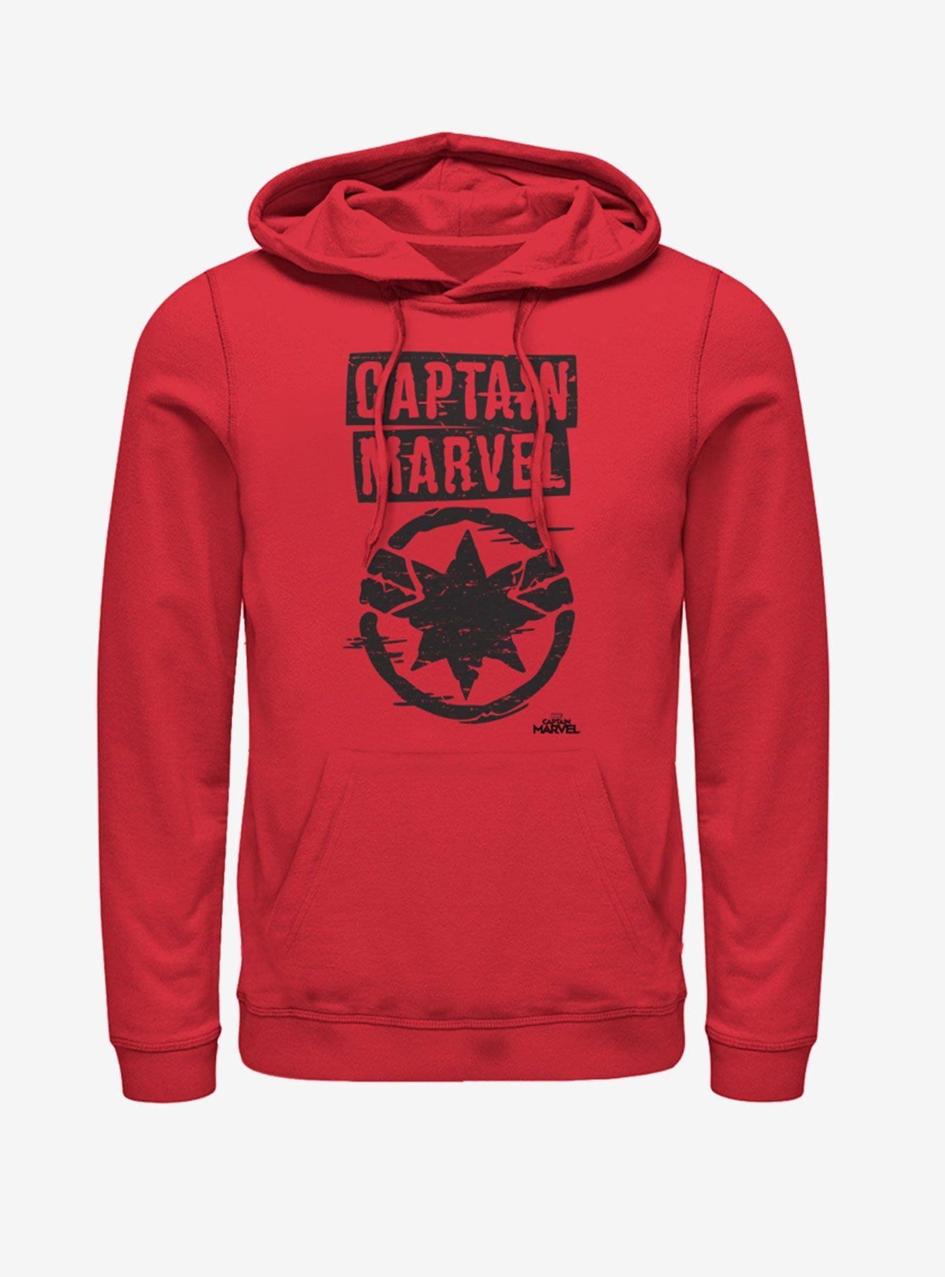 Marvel Captain Marvel Painted Logo Hoodie, RED, hi-res