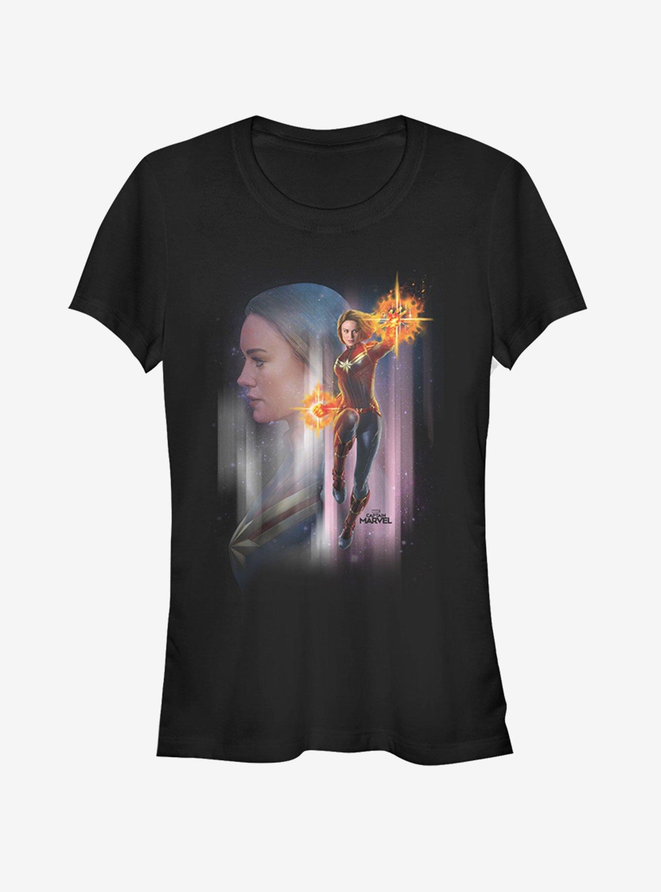 Marvel Captain Marvel Galaxy Girls T-Shirt, BLACK, hi-res