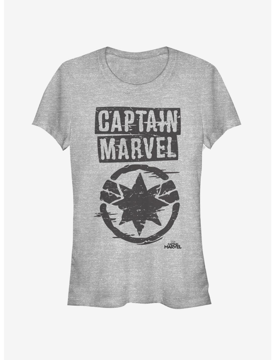 Marvel Captain Marvel Painted Logo Girls T-Shirt, ATH HTR, hi-res