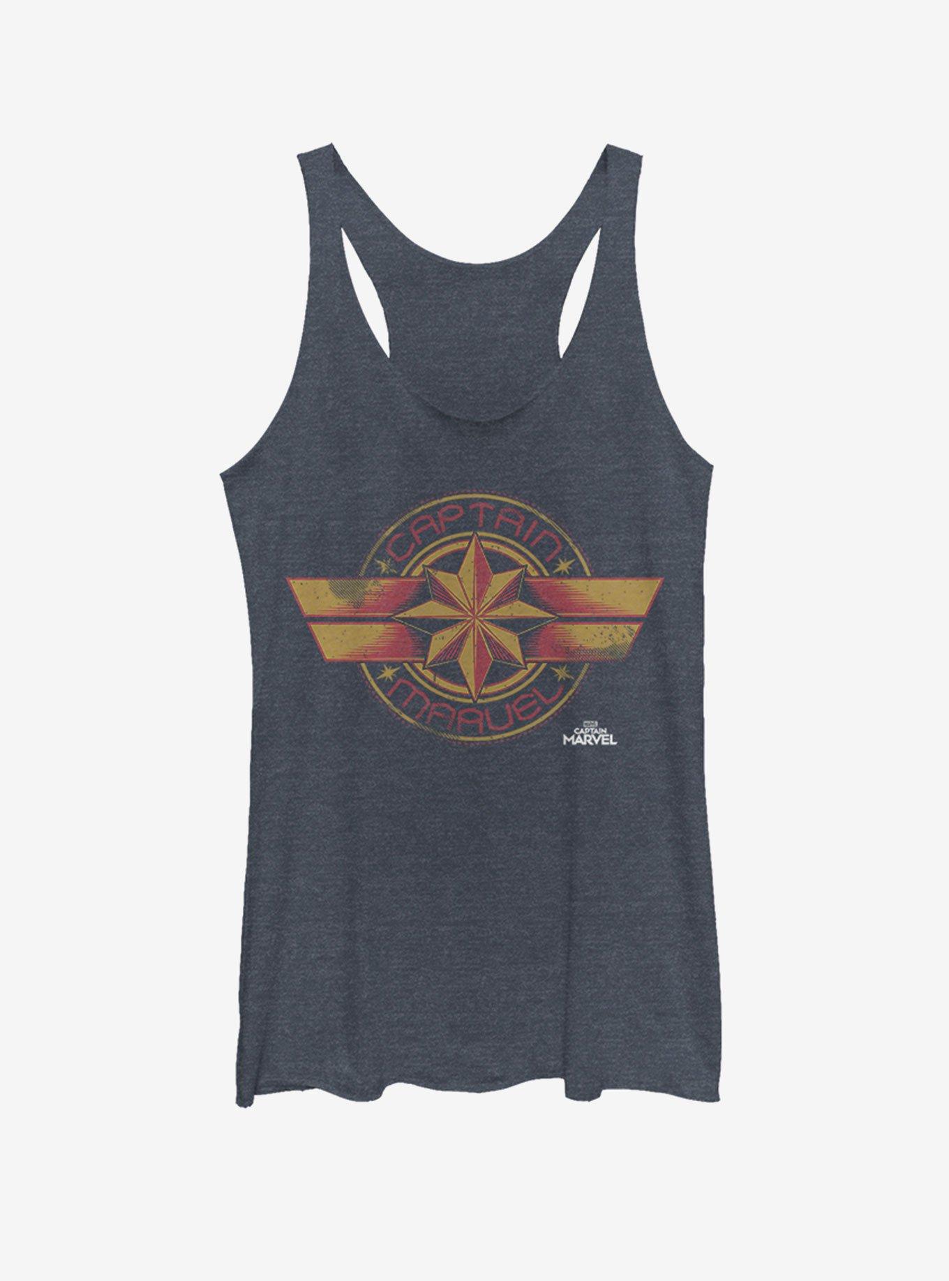 Marvel Captain Marvel Badge Girls Tank Top, NAVY HTR, hi-res