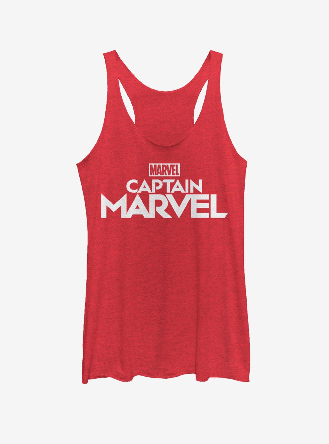 Marvel Captain Marvel Plain Logo Girls Tank Top, RED HTR, hi-res