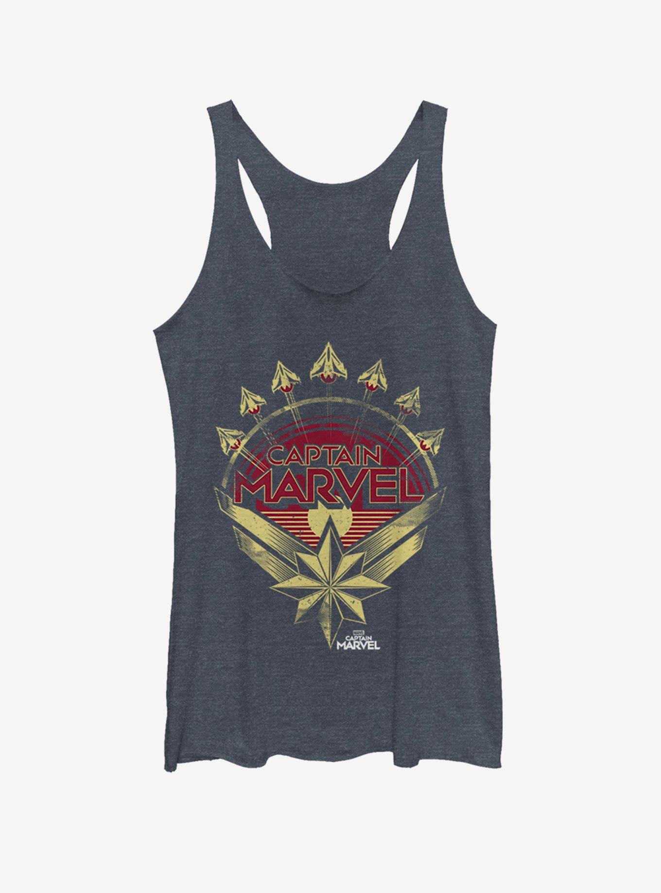 Marvel Captain Marvel Plane Model Girls Tank Top, NAVY HTR, hi-res