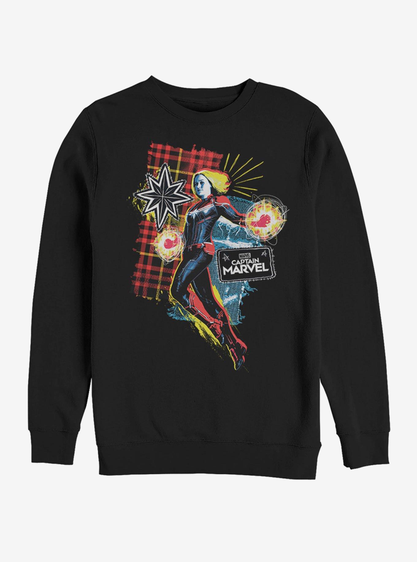 Marvel Captain Marvel 90s Grunge Patch Sweatshirt, , hi-res