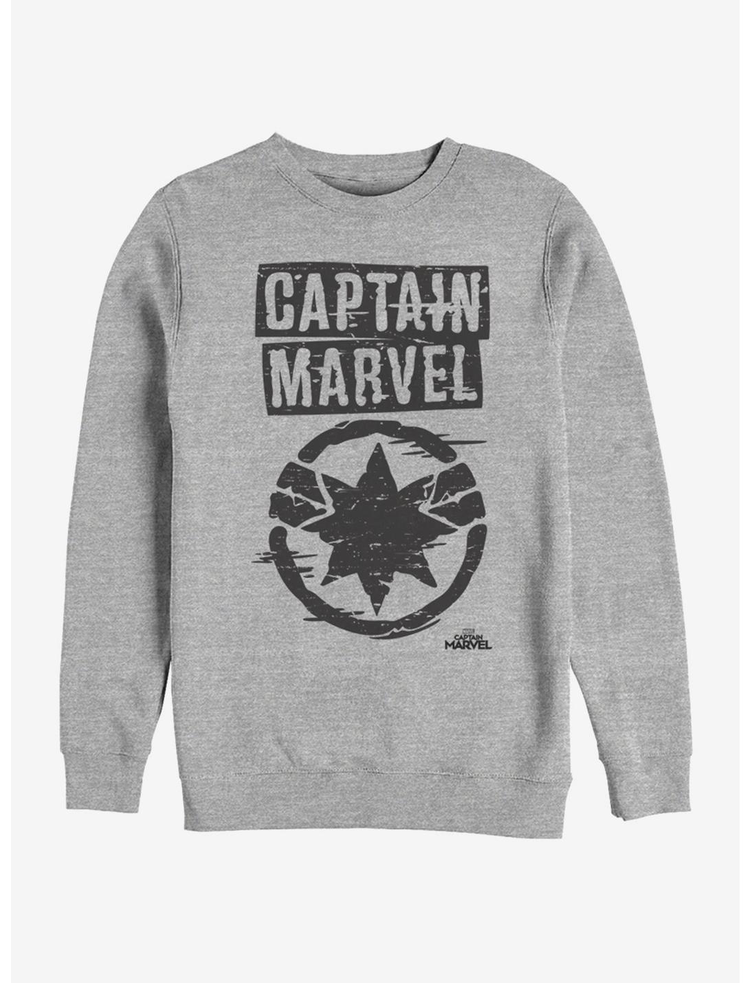 Marvel Captain Marvel Painted Logo Sweatshirt, ATH HTR, hi-res