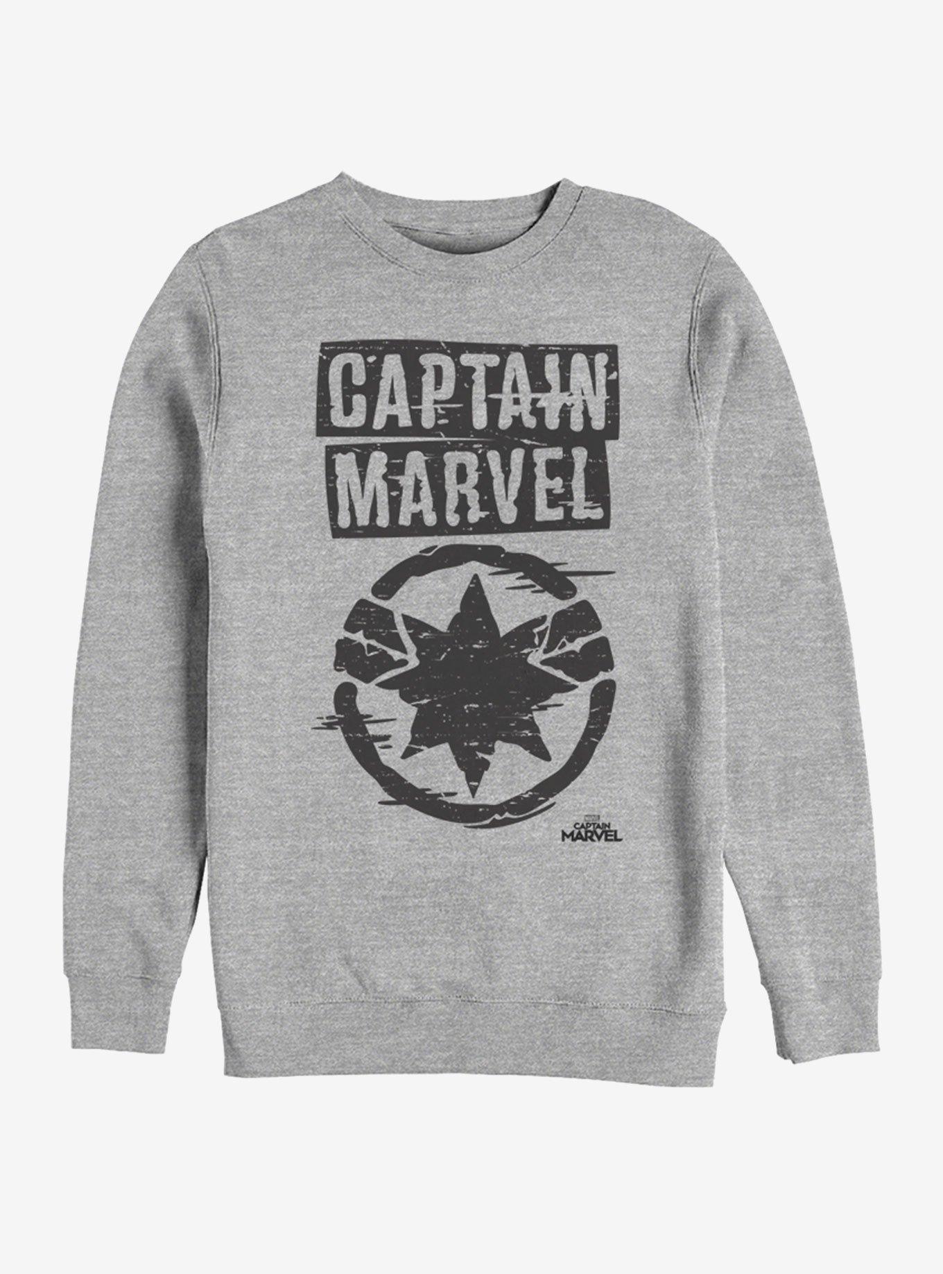 Marvel Captain Marvel Painted Logo Sweatshirt, ATH HTR, hi-res
