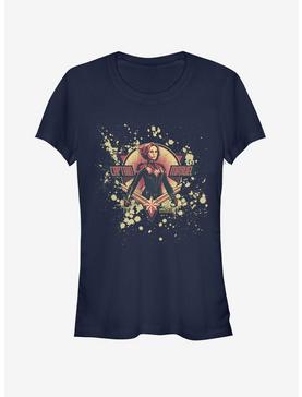 Marvel Captain Marvel Splatter Logo Girls T-Shirt, NAVY, hi-res