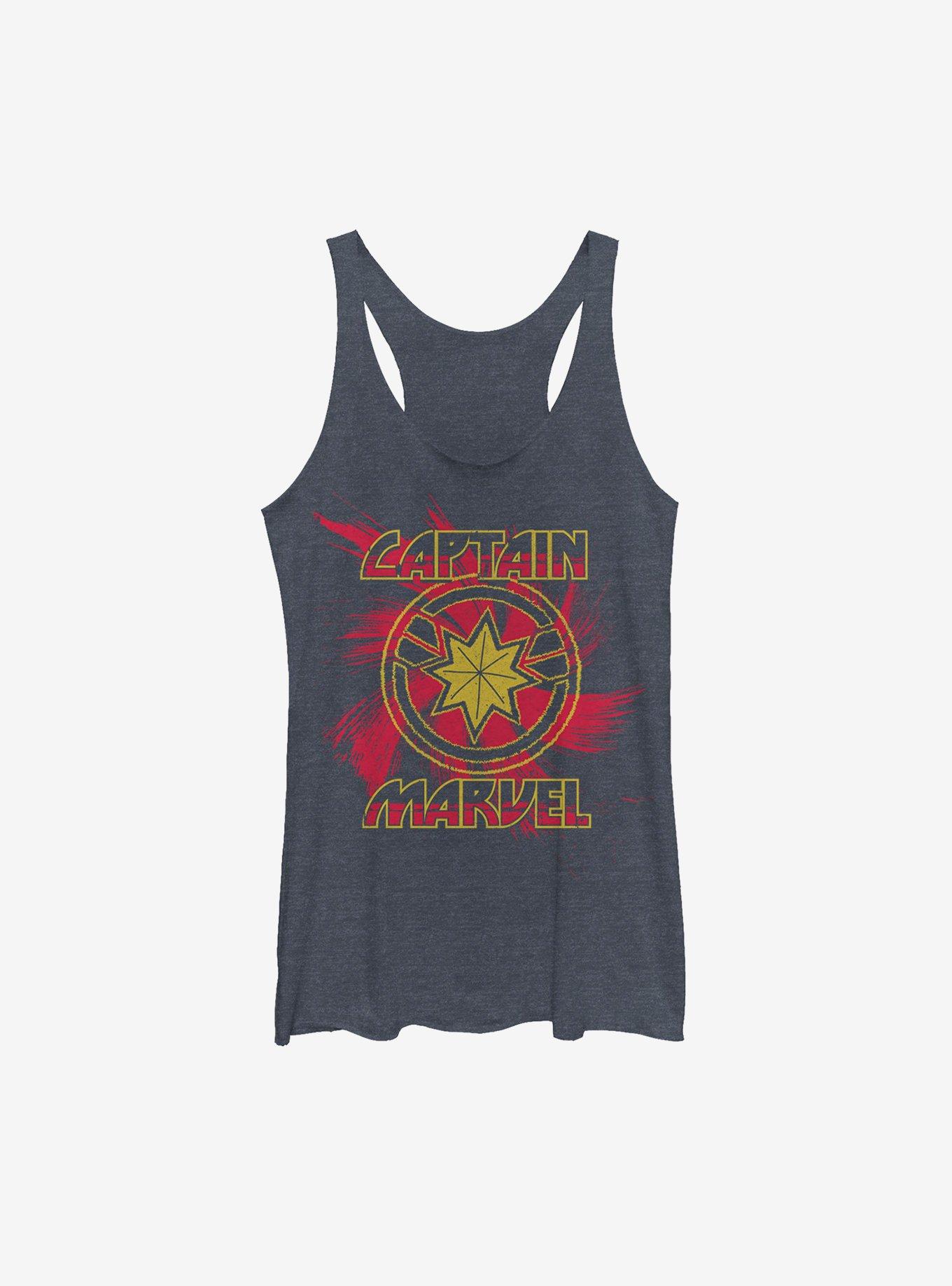 Marvel Captain Marvel Swirl Womens Tank, NAVY HTR, hi-res