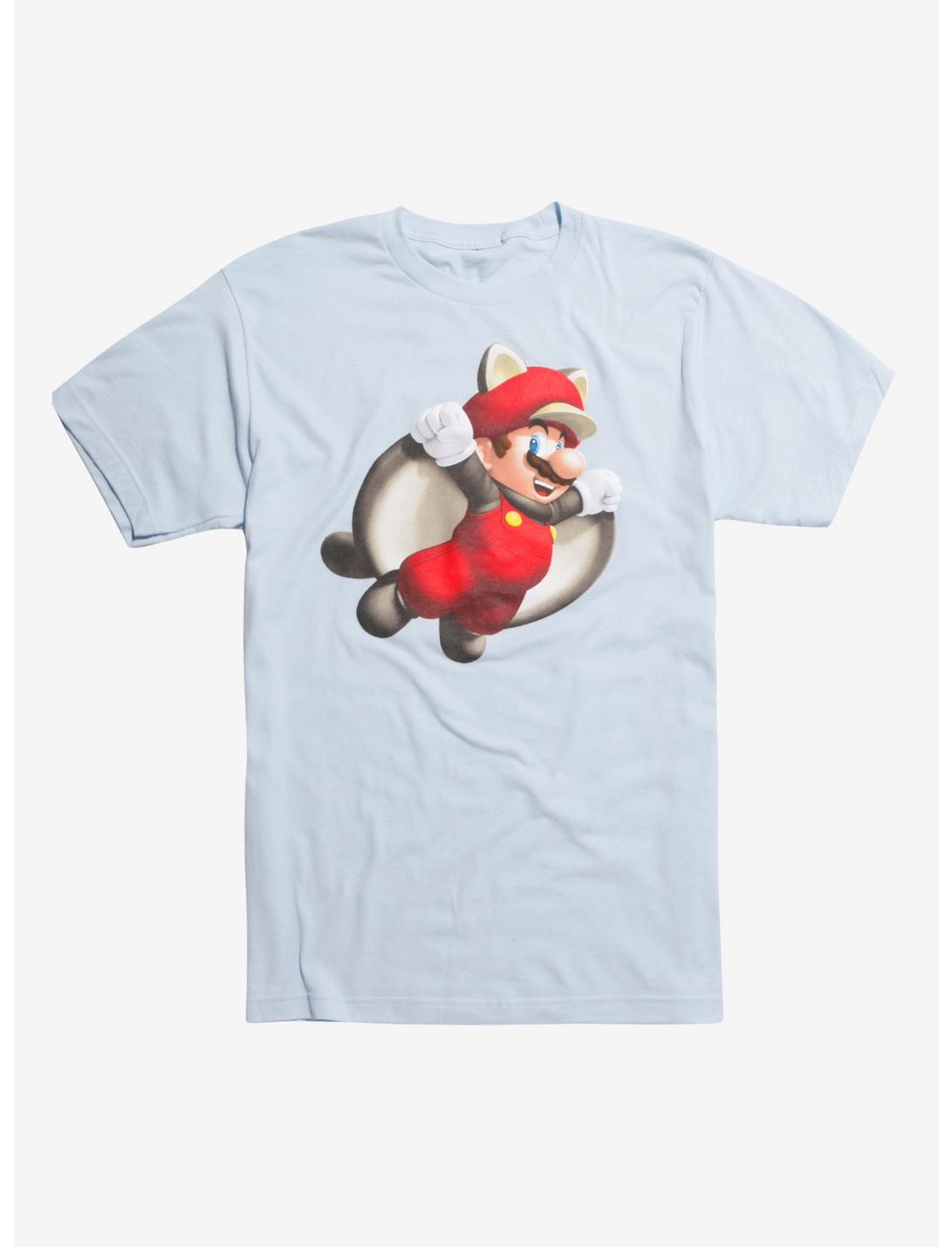 New Super Mario Bros U Deluxe Flying Squirrel Mario T-Shirt Hot Topic Exclusive, LIGHT BLUE, hi-res