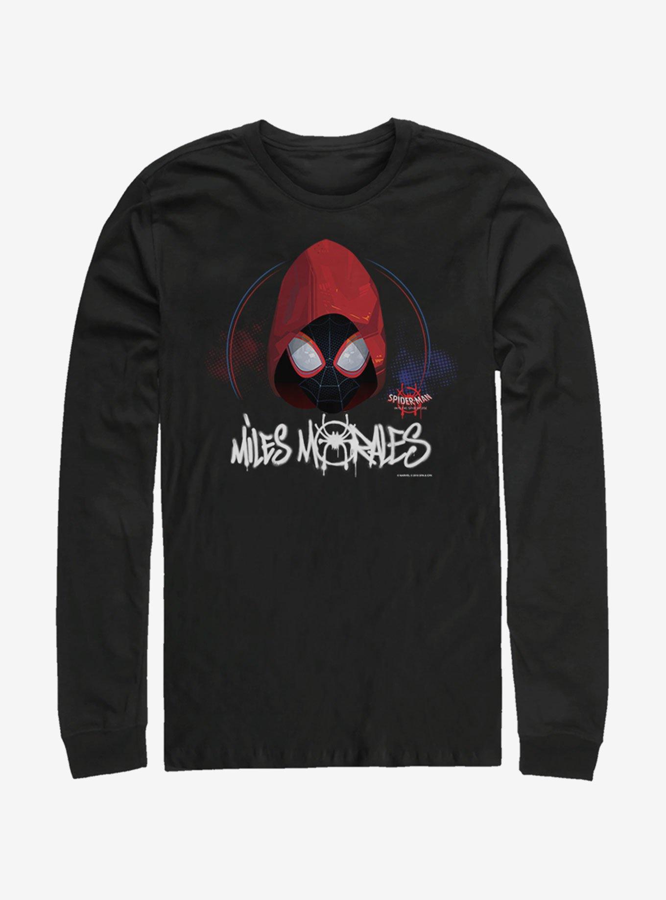 Marvel Spider-Man Hooded Miles Long-Sleeve T-Shirt, BLACK, hi-res