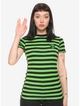 Alien Black & Green Striped Girls T-Shirt, , hi-res