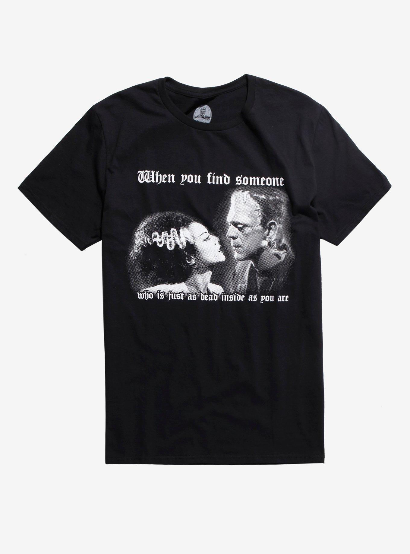 Rock Rebel Bride Of Frankenstein Dead Inside T-Shirt, WHITE, hi-res view 1