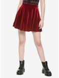 Burgundy Velvet Skater Skirt, BURGUNDY, hi-res