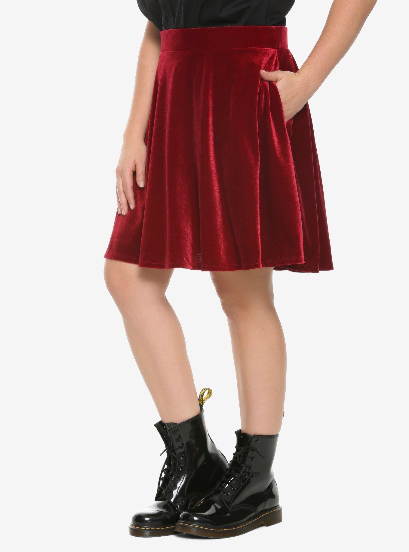 Plus size 2025 burgundy skater skirt