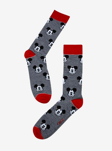 Disney Mickey Mouse Striped Face Crew Socks | Hot Topic