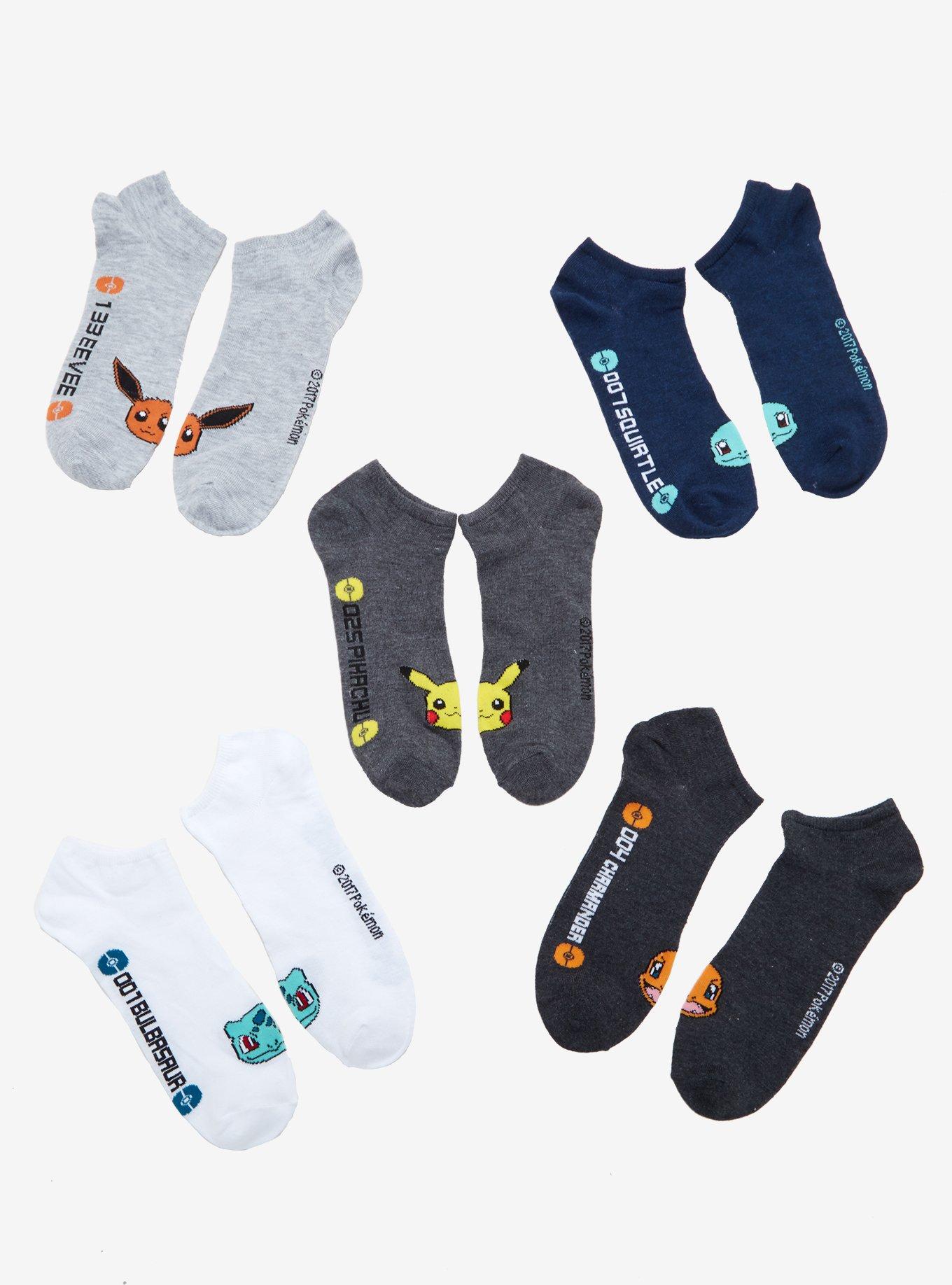 Pokemon Faces No-Show Socks 5 Pair, , hi-res