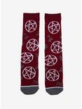 Supernatural Burgundy Symbols Crew Socks, , hi-res