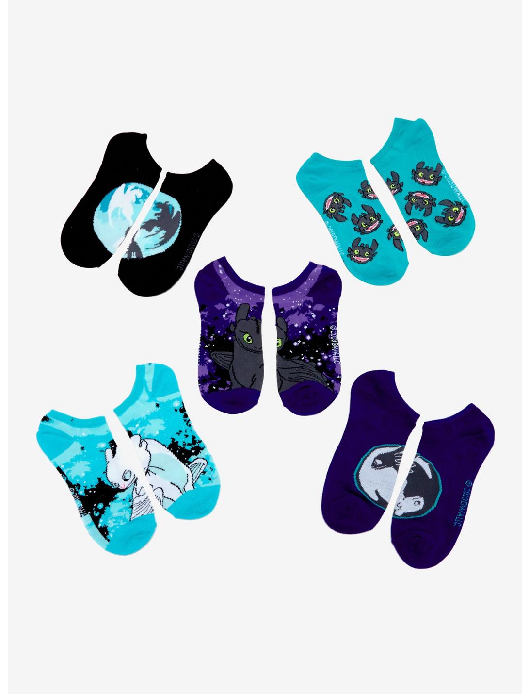 How To Train Your Dragon Toothless No-Show Socks 5 Pair, , hi-res