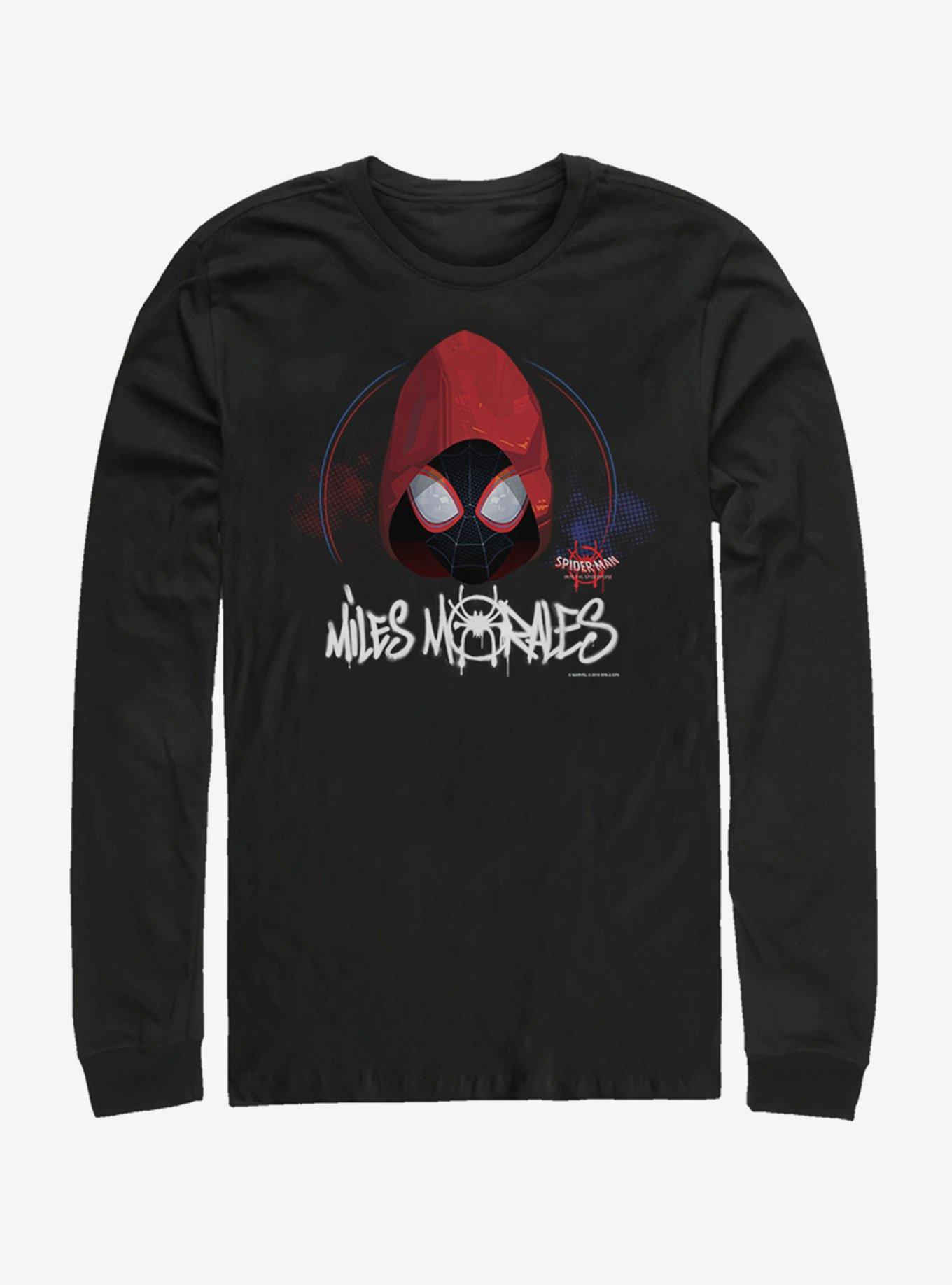 Marvel Spider-Man: Into the Spider-Verse Hooded Miles Womens Long-Sleeve T-Shirt, BLACK, hi-res