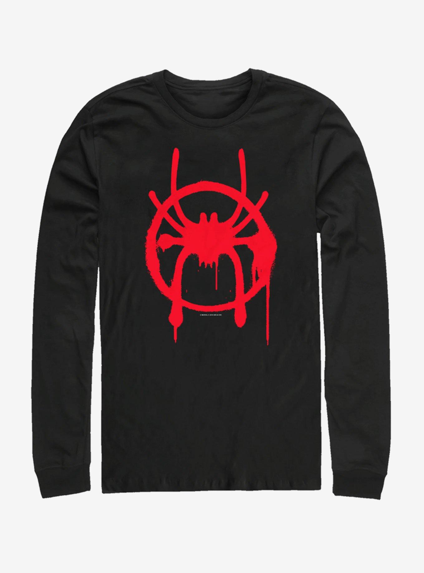 Marvel Spider-Man: Into the Spider-Verse Miles Symbol Womens Long-Sleeve T-Shirt, BLACK, hi-res